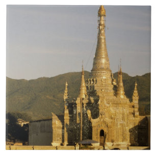 Asia, Myanmar, Inle Lake. Pagodas. Tile