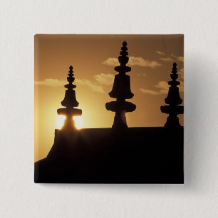 Asia, Nepal, Kathmandu. Bouddhanath Stupa. 15 Cm Square Badge