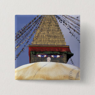Asia, Nepal, Kathmandu. Bouddhanath Stupa. 2 15 Cm Square Badge