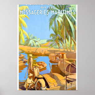 Asia Orient Vintage Travel Poster Restored