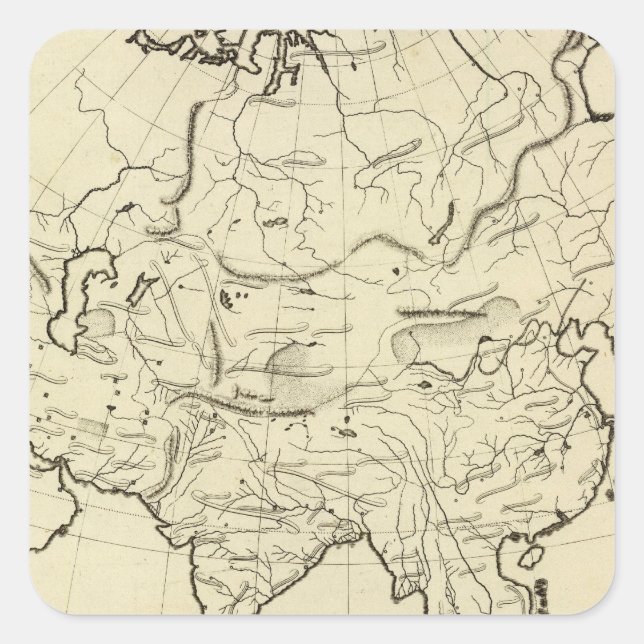 Asia outline map square sticker (Front)