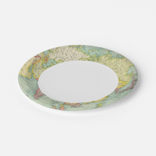 Asia political atlas map paper plate