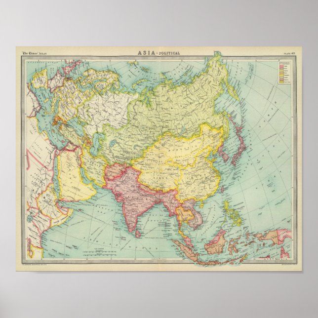 Asia political atlas map poster (Front)