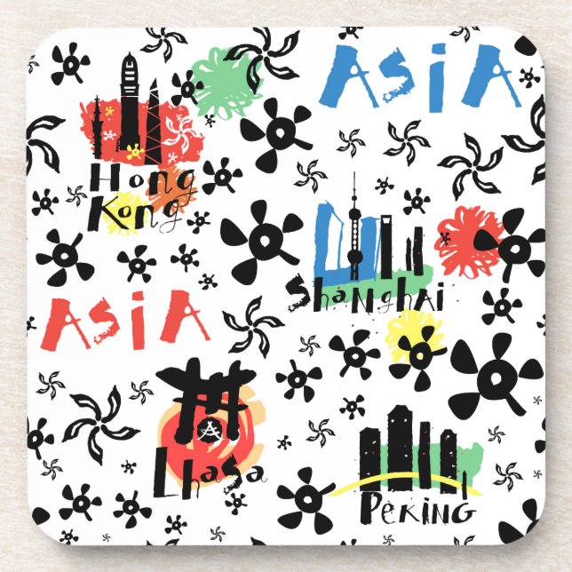 Asia | Symbols Pattern Coaster (Front)