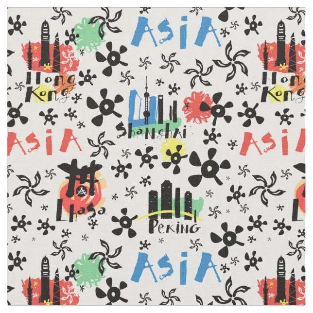 Asia | Symbols Pattern Fabric (Close Up)