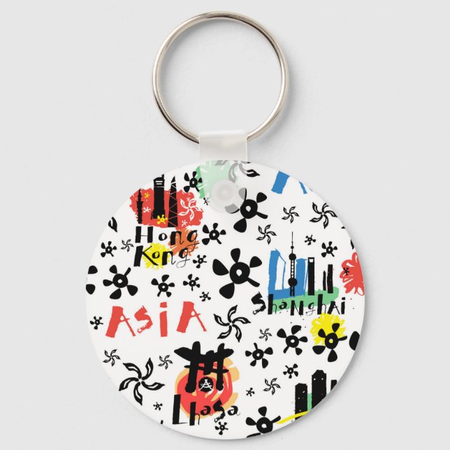 Asia | Symbols Pattern Key Ring (Front)