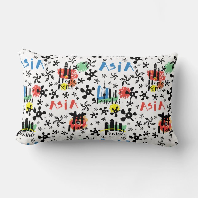 Asia | Symbols Pattern Lumbar Cushion (Front)