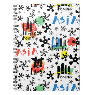 Asia Symbols Pattern Notebook