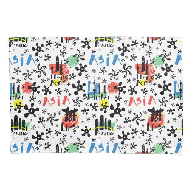 Asia | Symbols Pattern Pillowcase (Front-Left)
