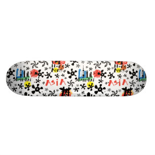 Asia Symbols Pattern Skateboard