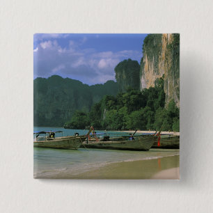 Asia, Thailand, Krabi. West Railay Beach, 15 Cm Square Badge