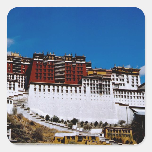 Asia, Tibet, Lhasa, Potala Palace aka Red 2 Square Sticker (Front)