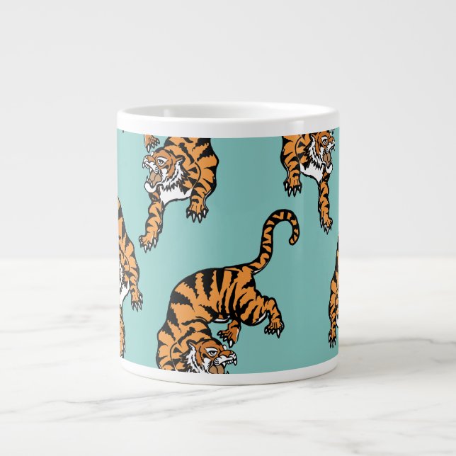 Asia Tiger Pattern Large Coffee Mug (Front)