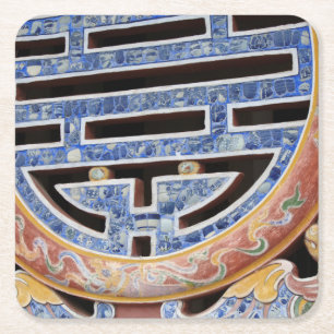 Asia, Vietnam. Decorated window Square Paper Coaster