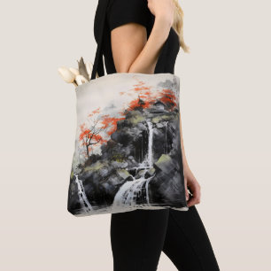 Asia Waterfall Landscape Tote Bag