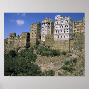 Asia, Yemen, Al Hajjara. Buildings and only Poster