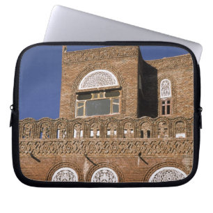 Asia, Yemen, Sana'a. Yemeni architecture detail. Laptop Sleeve