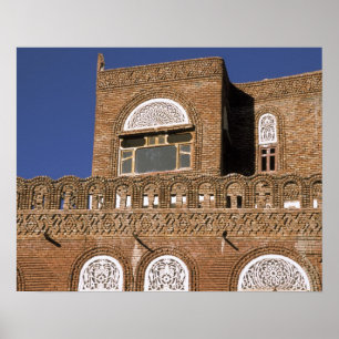 Asia, Yemen, Sana'a. Yemeni architecture detail. Poster