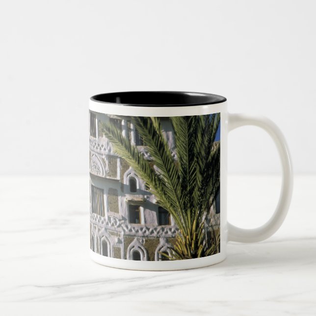 Asia, Yemen, Sana'a. Yemeni house. Two-Tone Coffee Mug (Right)