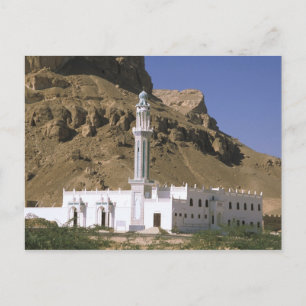 Asia, Yemen, Tarim. White mosque. Postcard