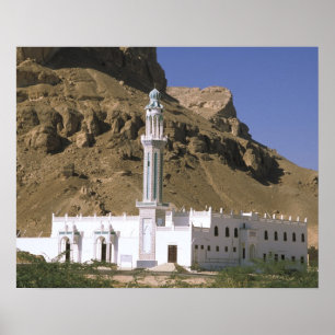Asia, Yemen, Tarim. White mosque. Poster