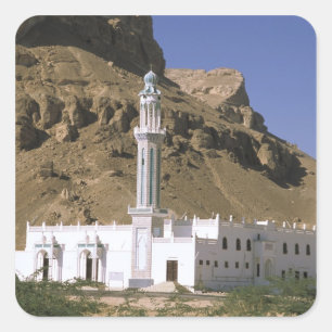Asia, Yemen, Tarim. White mosque. Square Sticker