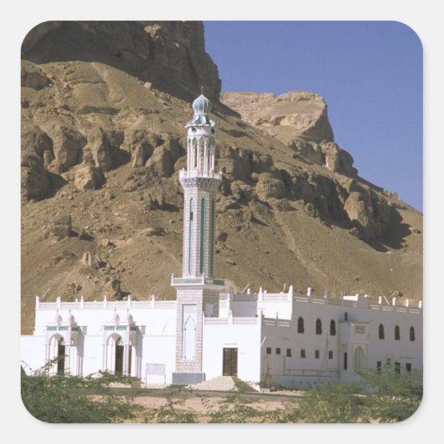 Asia, Yemen, Tarim. White mosque. Square Sticker (Front)