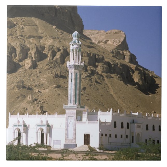 Asia, Yemen, Tarim. White mosque. Tile (Front)