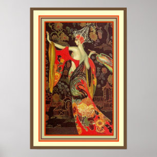 Asian Art Deco Poster  13 x 19