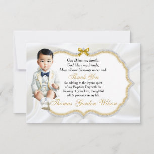 Asian Baby Boy Baptism Communion Thank You Card