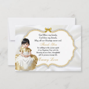 Asian Baby Girl Baptism Christening Thank You Card