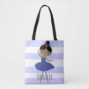 Asian Ballerina Blue Stripe Tote Bag