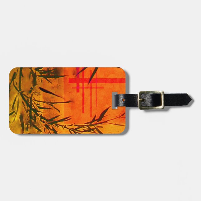 Asian Bamboo Art Luggage Tag (Front Horizontal)
