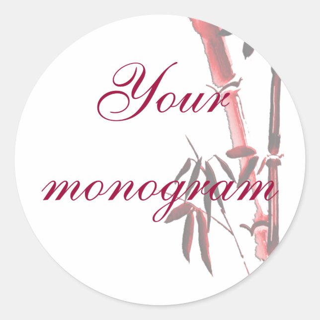 Asian Bamboo Wedding Theme Envelope Seals Label (Front)