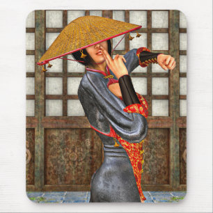 Asian Battle Woman Mouse Mat