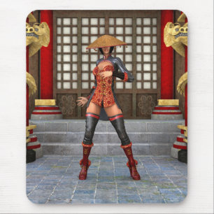Asian Battle Woman Mouse Mat