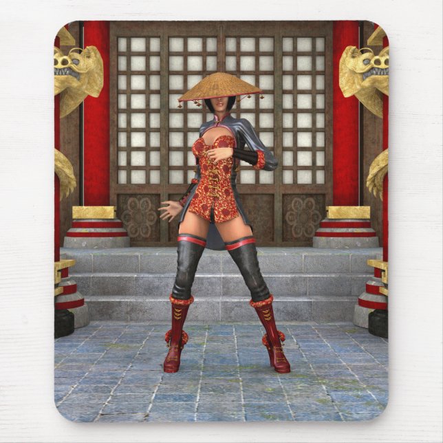 Asian Battle Woman Mouse Mat (Front)