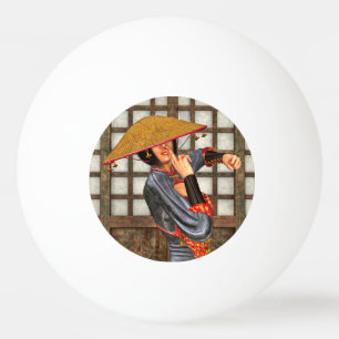 Asian Battle Woman Ping Pong Ball