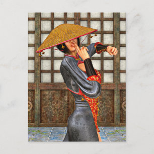 Asian Battle Woman Postcard