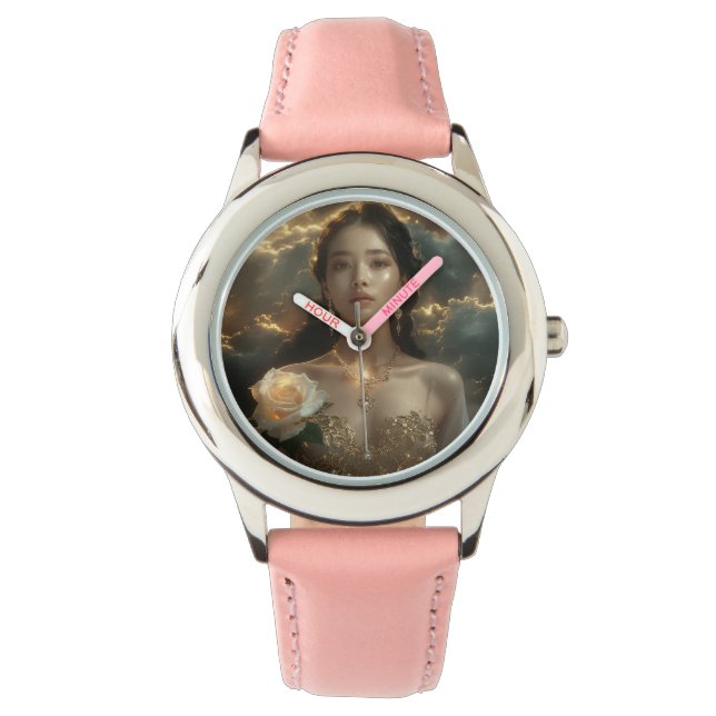 Asian Beauty With White Rose Watch (Front)