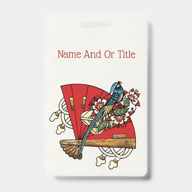 Asian Bird Deco ID Badge (Front)