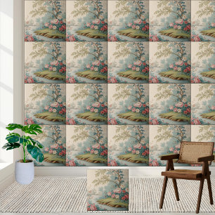 Asian Botanical Vintage Chinoiserie Landscape Tile