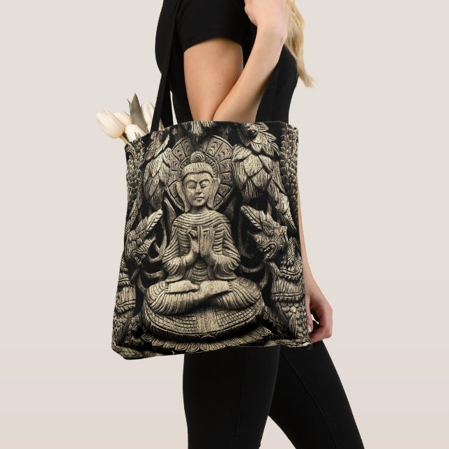 Asian Buddha Statue Tote Bag (Close Up)