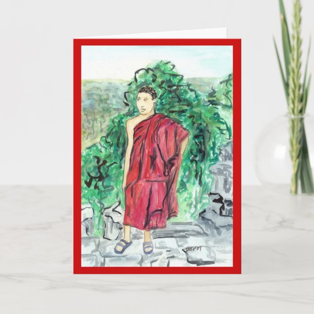 Asian Buddhist Monk Greeting Card or Note Cards (Front)