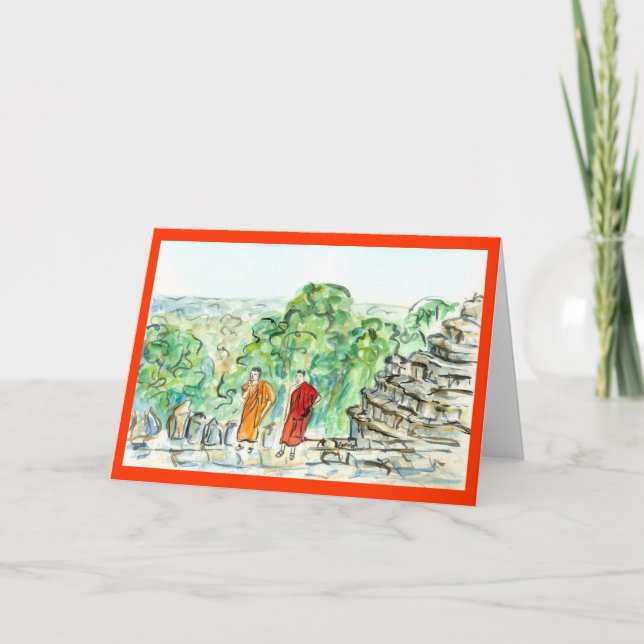 Asian Buddhist Monk Greeting Card or Note Cards (Front)