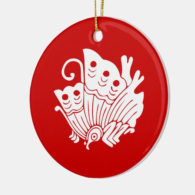 Asian Butterfly Japanese Kamon Design Ceramic Tree Decoration (Left)