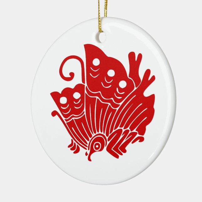 Asian Butterfly Japanese Kamon Design Ceramic Tree Decoration (Left)