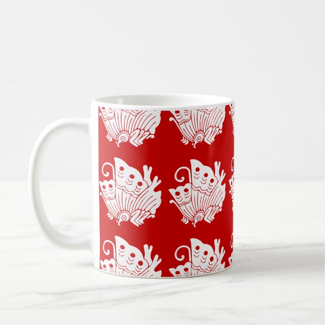 Asian Butterfly Japanese Kamon Design Coffee Mug (Left)