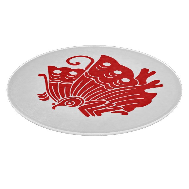 Asian Butterfly Japanese Kamon Design Cutting Board (Corner)