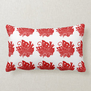 Asian Butterfly Japanese Kamon Design Lumbar Cushion